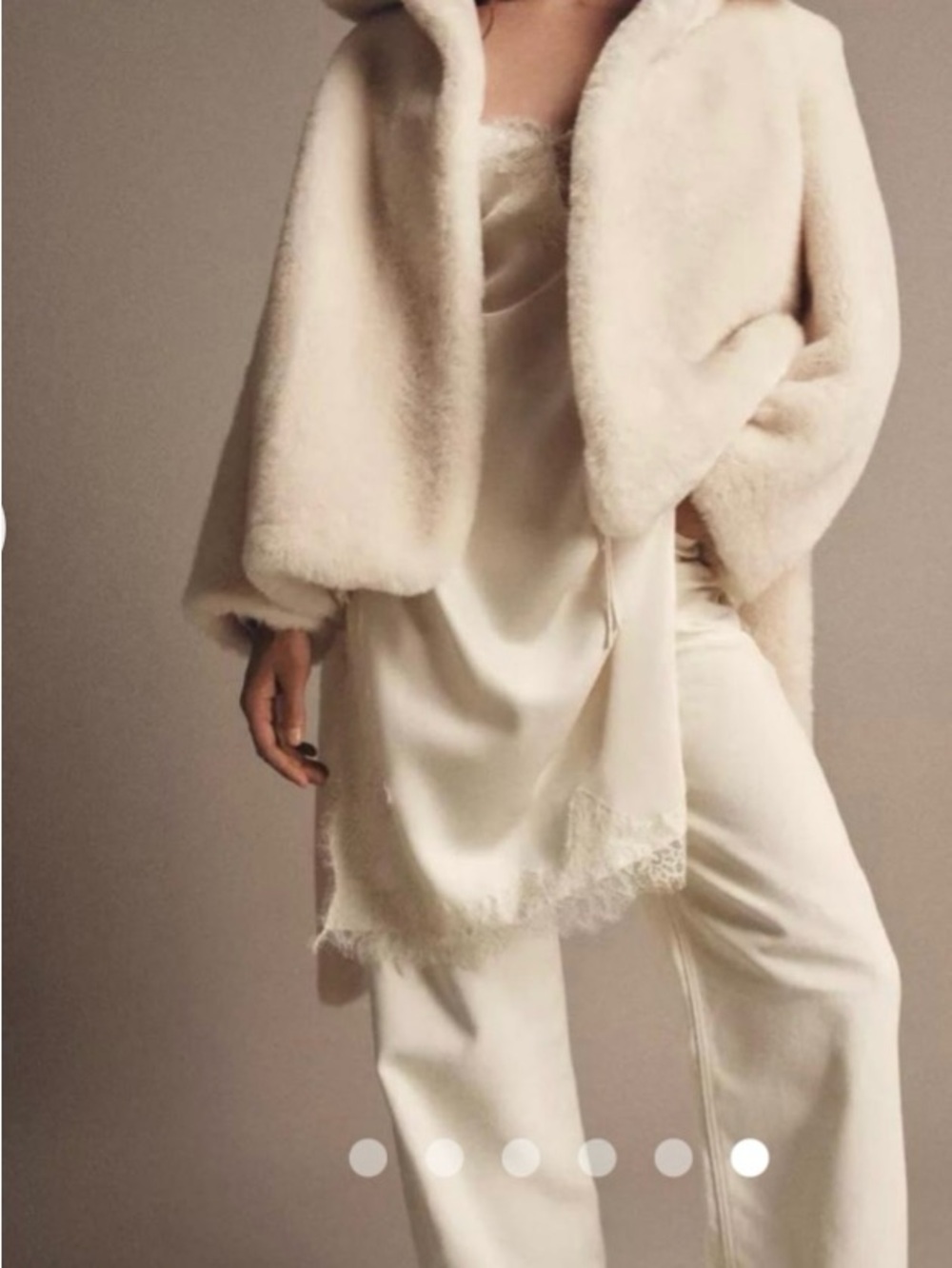 Zara Cream Satin Slip Dress/Tank with Lace Trim